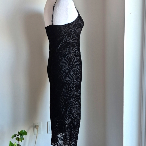 Cami NYC Raven Burnout Zebra Silk/ Velvet Mididress In Black Size XS - Picture 4 of 9